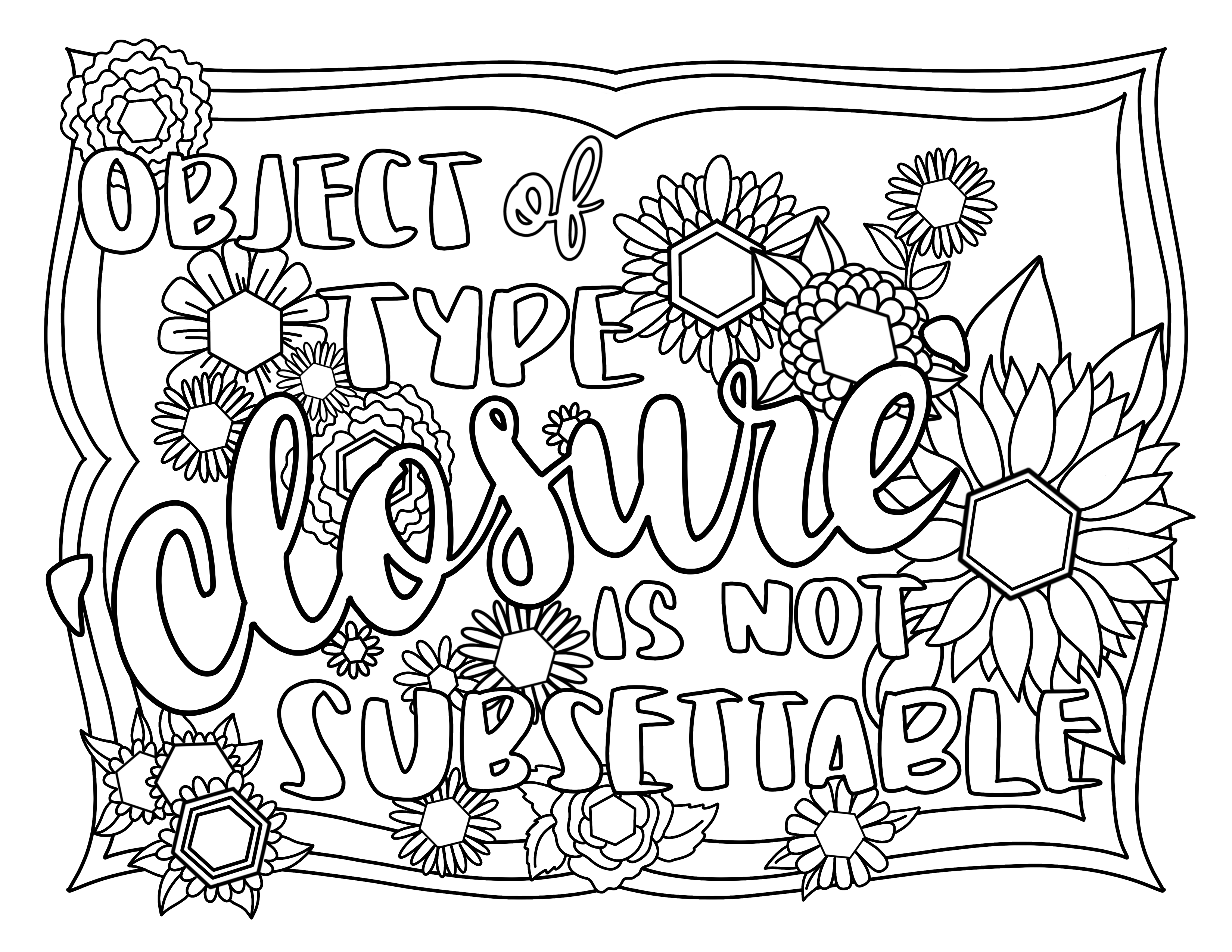 coloring page with the text 